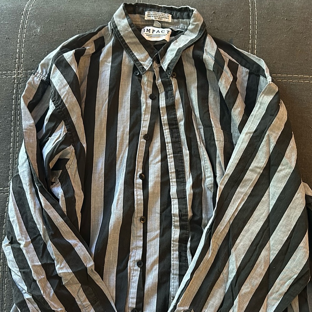 Vintage 80’s black and gray Impact Button-Up Shirt.